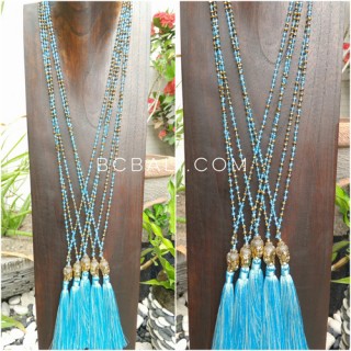 buddha head chrome gold tassels necklaces crystal beads 3color